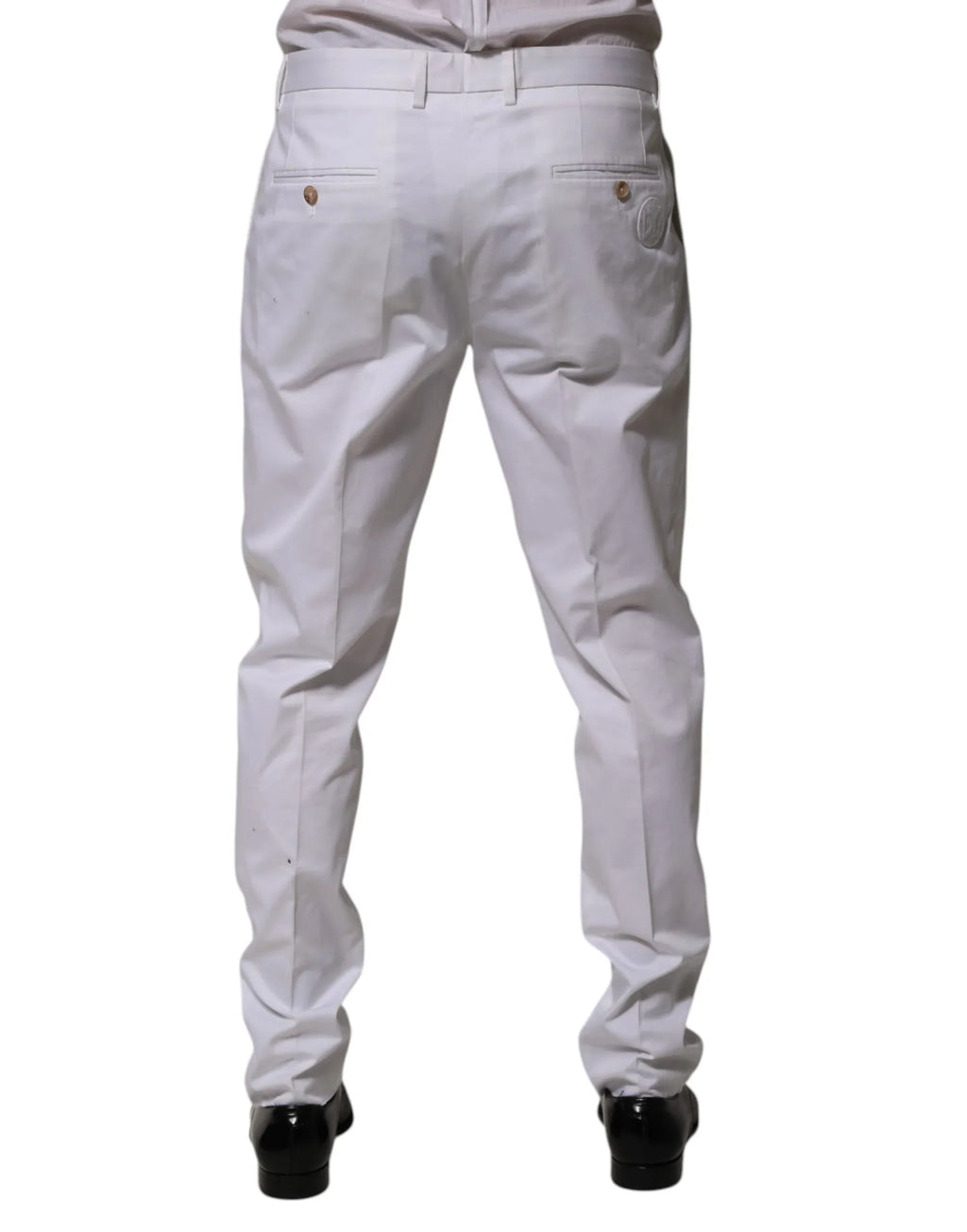 Dolce & Gabbana White Cotton Dress Slim Formal Trouser Pants - Zeiniez