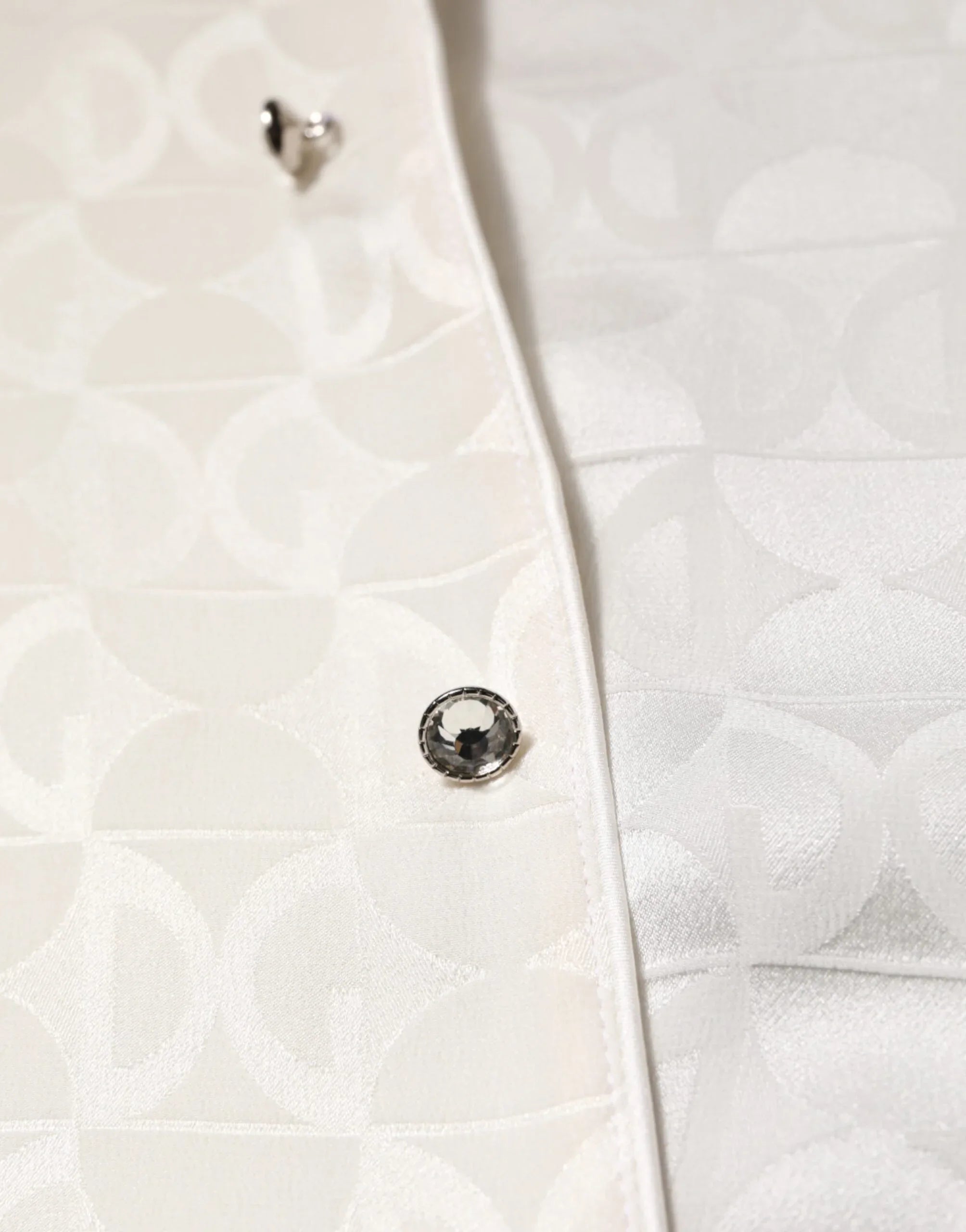 Dolce & Gabbana White Silk DG Logo Print Long Sleeves Shirt - Zeiniez