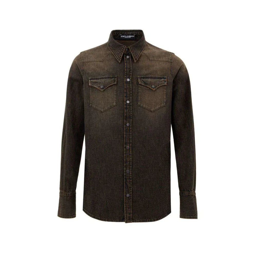 Dolce & Gabbana Brown Denim Shirt - Zeiniez