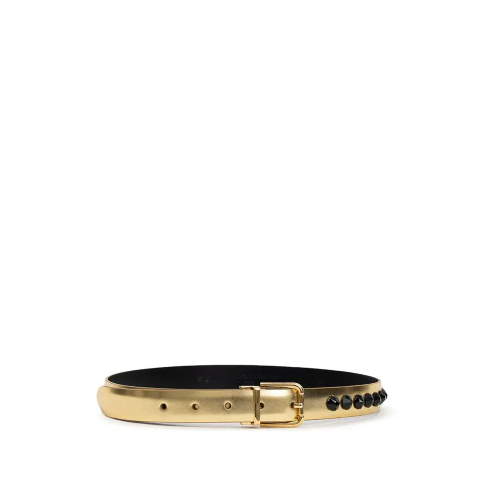 Dolce & Gabbana Gold Leather Regular Belt - Zeiniez