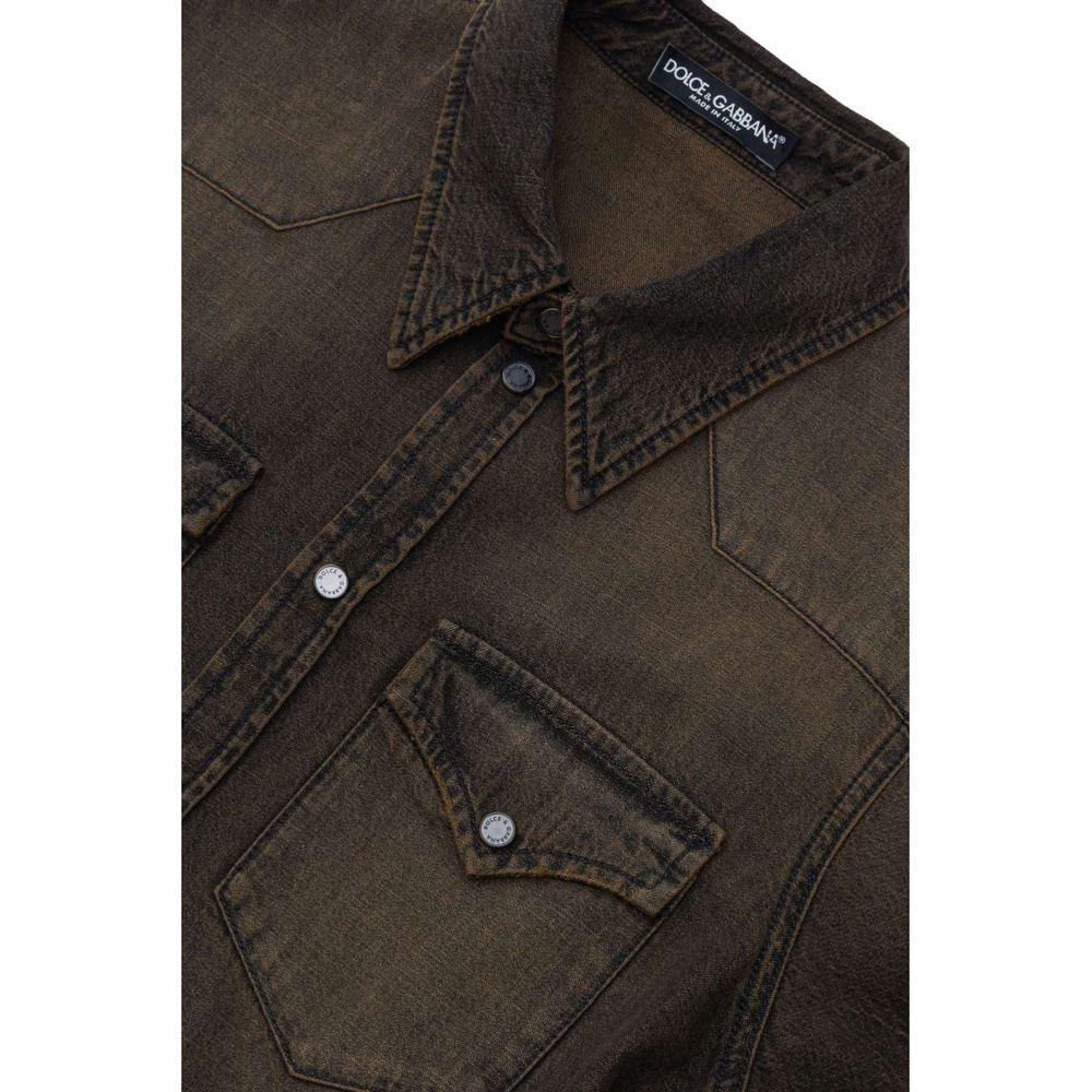 Dolce & Gabbana Brown Denim Shirt - Zeiniez