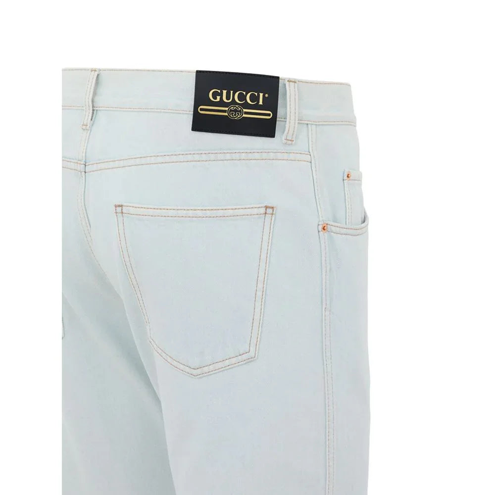 Gucci Blue Cotton Relaxed Fit Jeans - Zeiniez