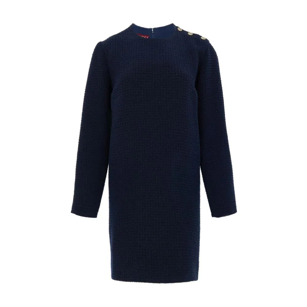 Gucci Navy Blue Wool Short Dress - Zeiniez