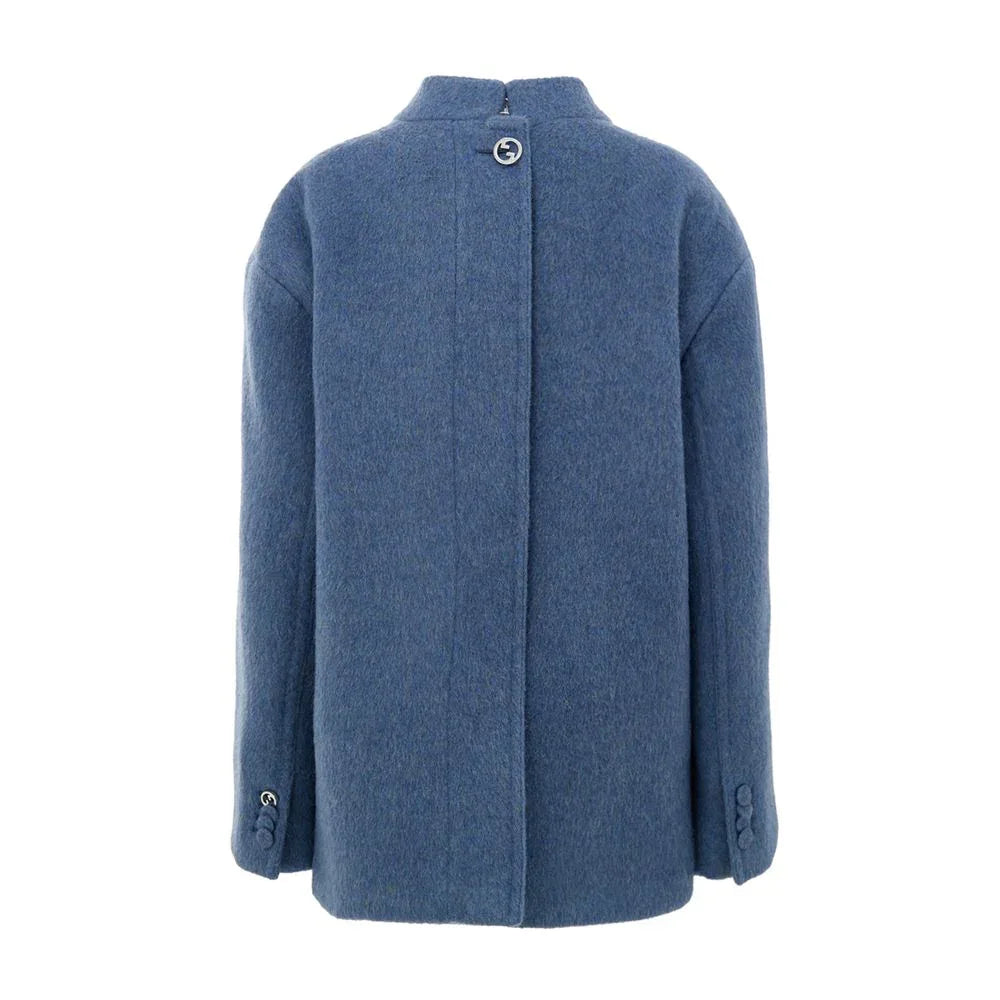 Gucci Light Blue Wool Coat - Zeiniez