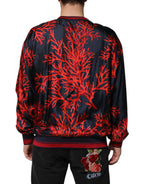 Dolce & Gabbana Navy Red Silk Coral Print Pullover Sweater - Zeiniez