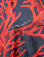 Dolce & Gabbana Navy Red Silk Coral Print Pullover Sweater - Zeiniez