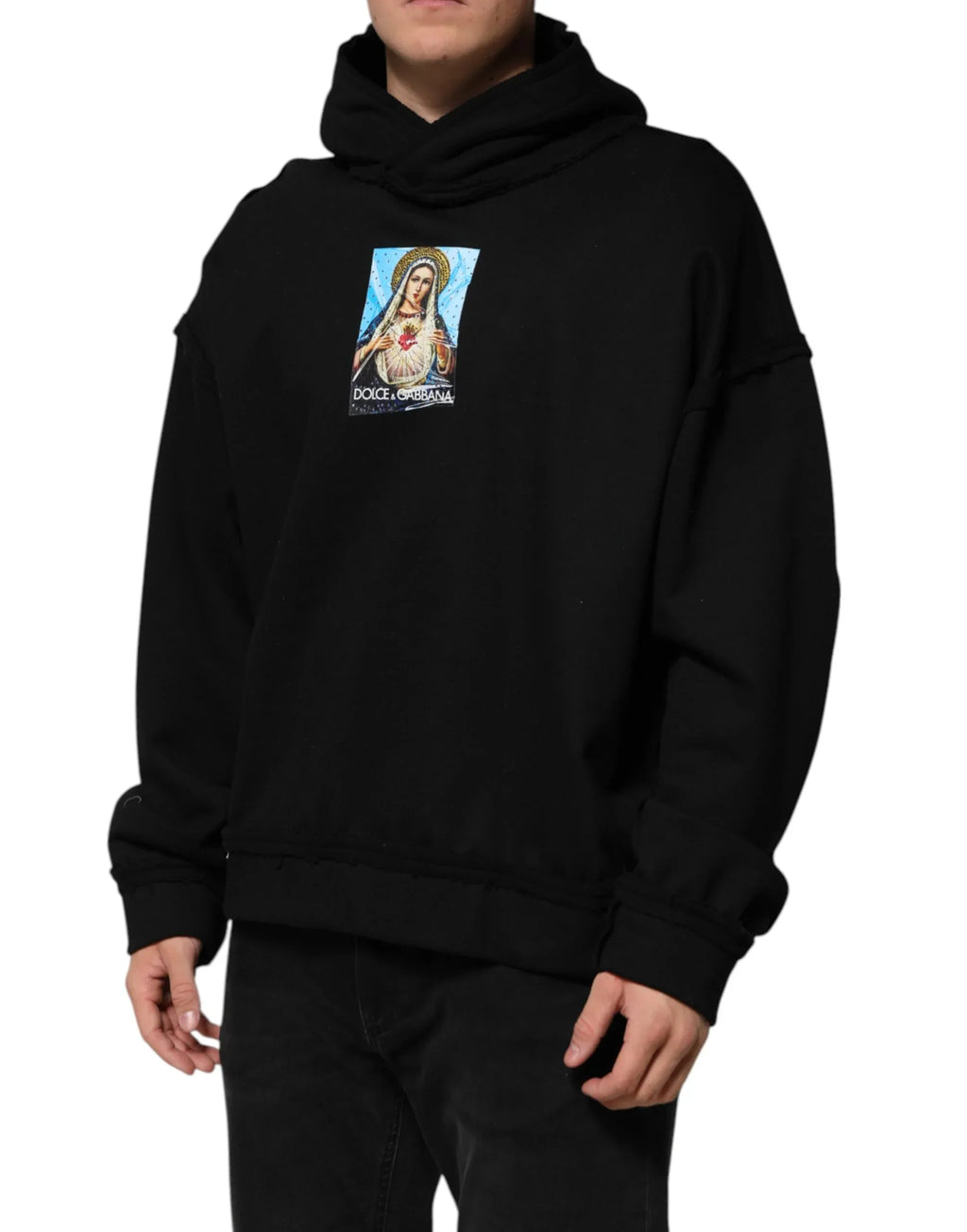 Dolce & Gabbana Black Printed Hoodie Crystal Embellished Jacket - Zeiniez