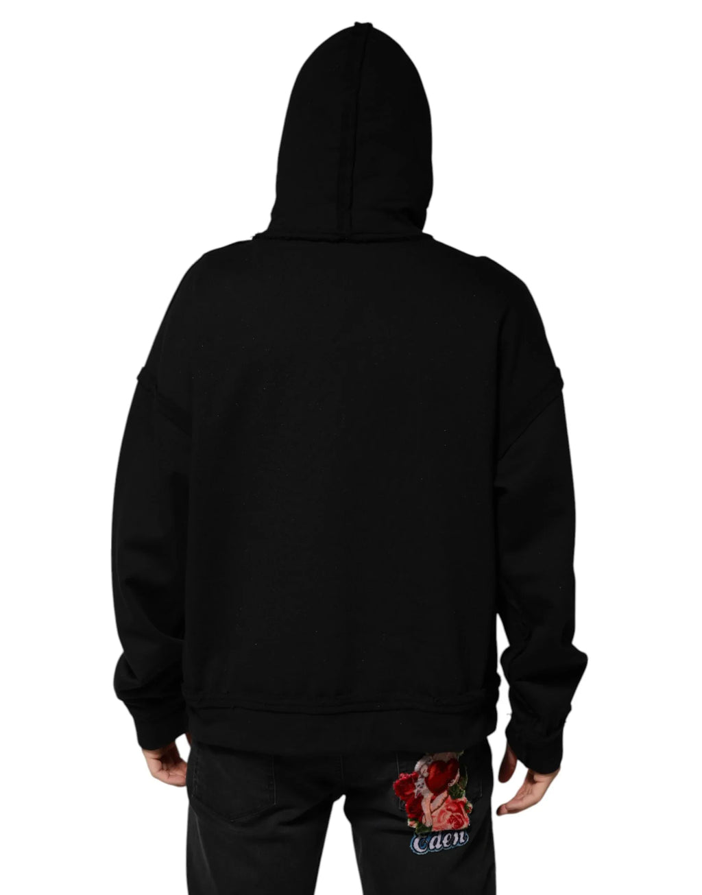 Dolce & Gabbana Black Printed Hoodie Crystal Embellished Jacket - Zeiniez