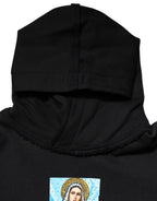 Dolce & Gabbana Black Printed Hoodie Crystal Embellished Jacket