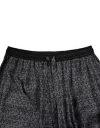 Dolce & Gabbana Gray Black Silk DG Logo Men Bermuda Shorts - Zeiniez