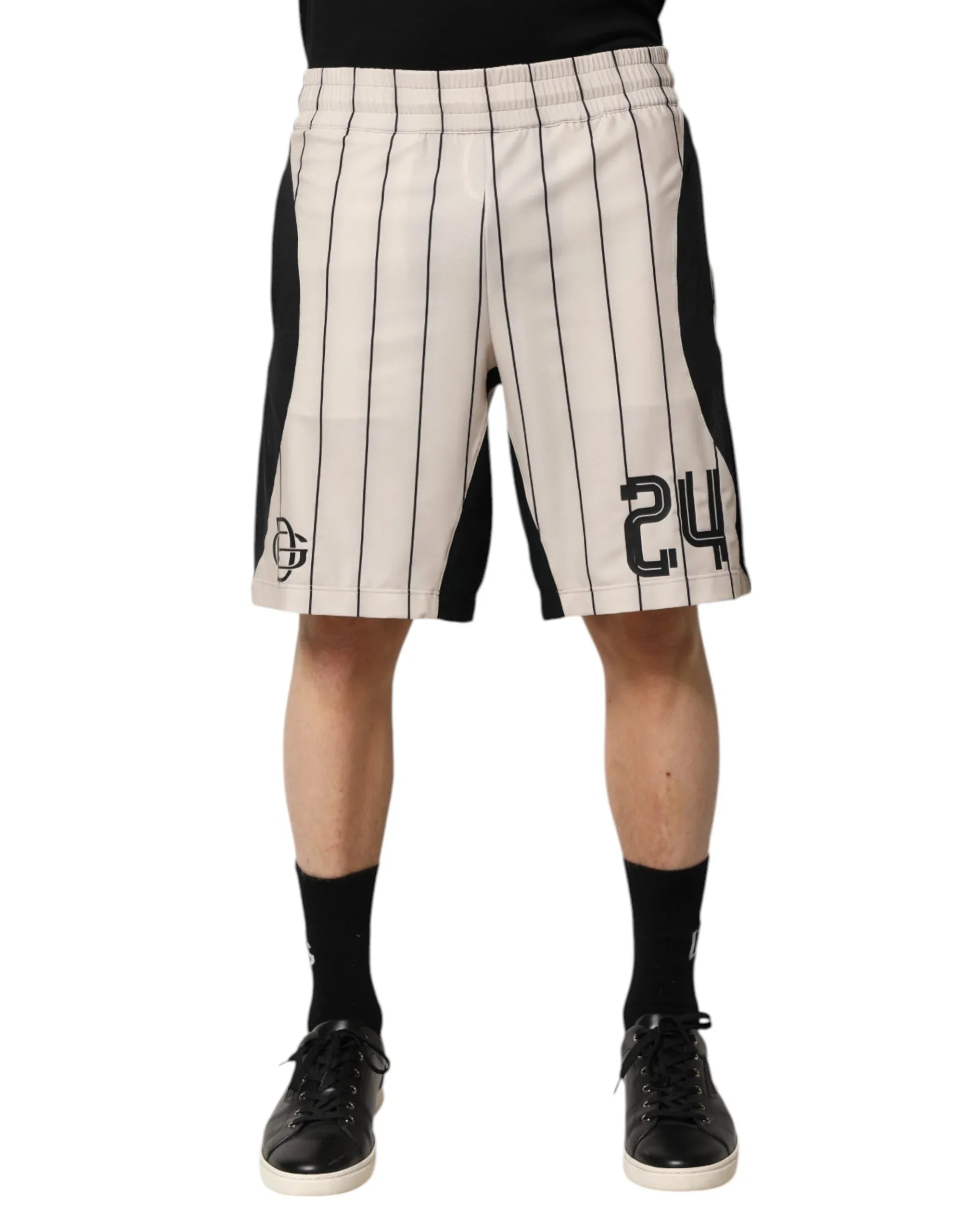 Dolce & Gabbana Off White Polyester DG Logo Sweatshorts Shorts - Zeiniez