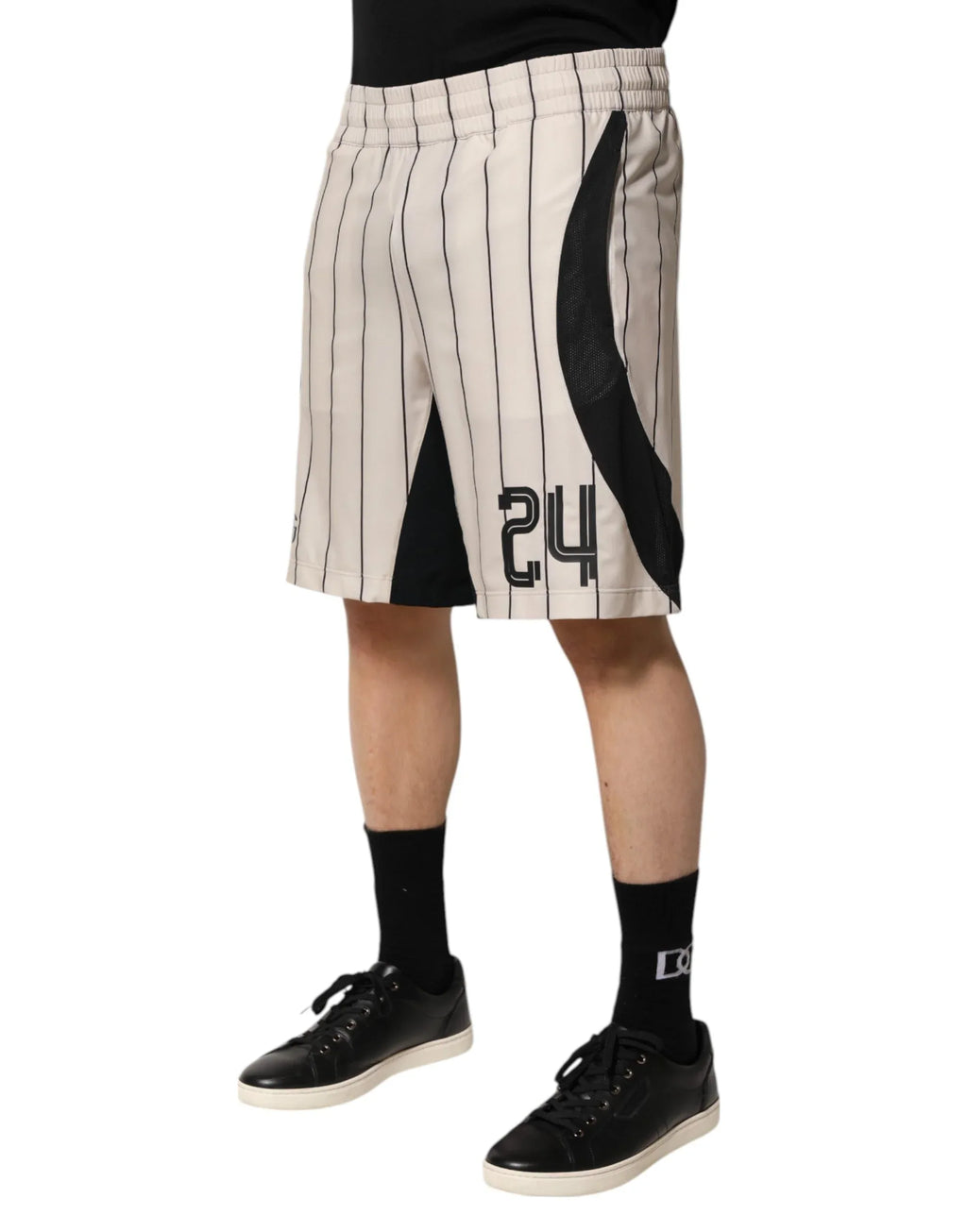 Dolce & Gabbana Off White Polyester DG Logo Sweatshorts Shorts - Zeiniez