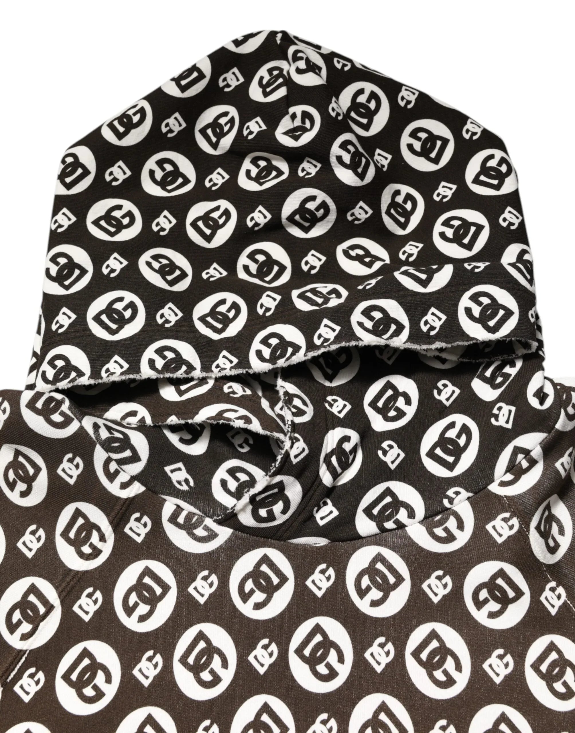 Dolce & Gabbana Brown White DG Logo Short Hoodie Sweater - Zeiniez