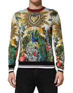 Dolce & Gabbana Tropical Heart Crown Silk Pullover Sweater - Zeiniez