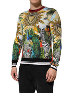 Dolce & Gabbana Tropical Heart Crown Silk Pullover Sweater - Zeiniez