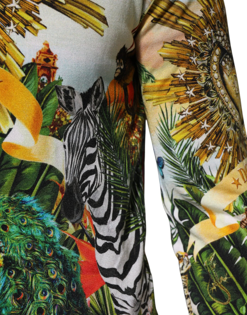 Dolce & Gabbana Tropical Heart Crown Silk Pullover Sweater - Zeiniez