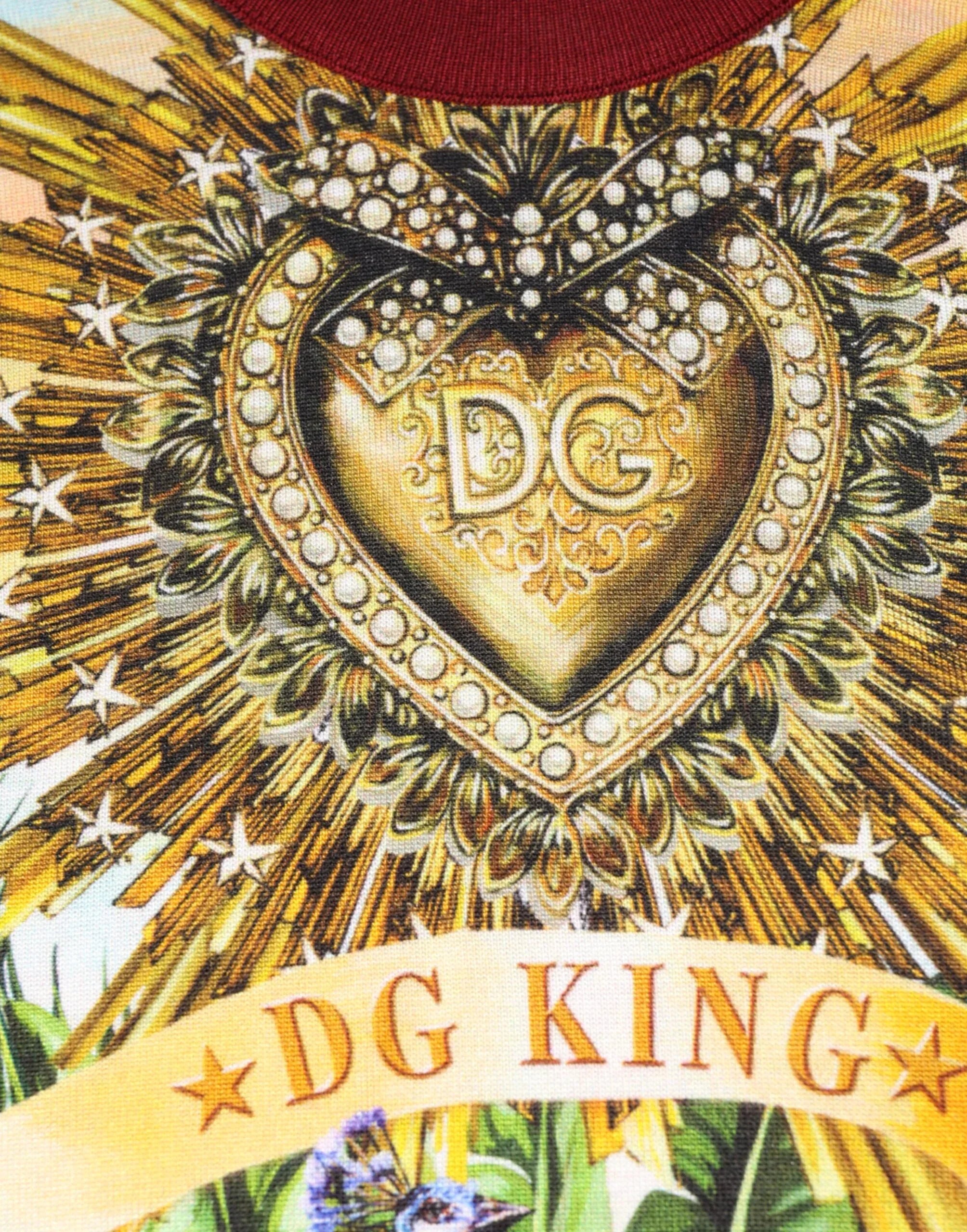 Dolce & Gabbana Tropical Heart Crown Silk Pullover Sweater - Zeiniez