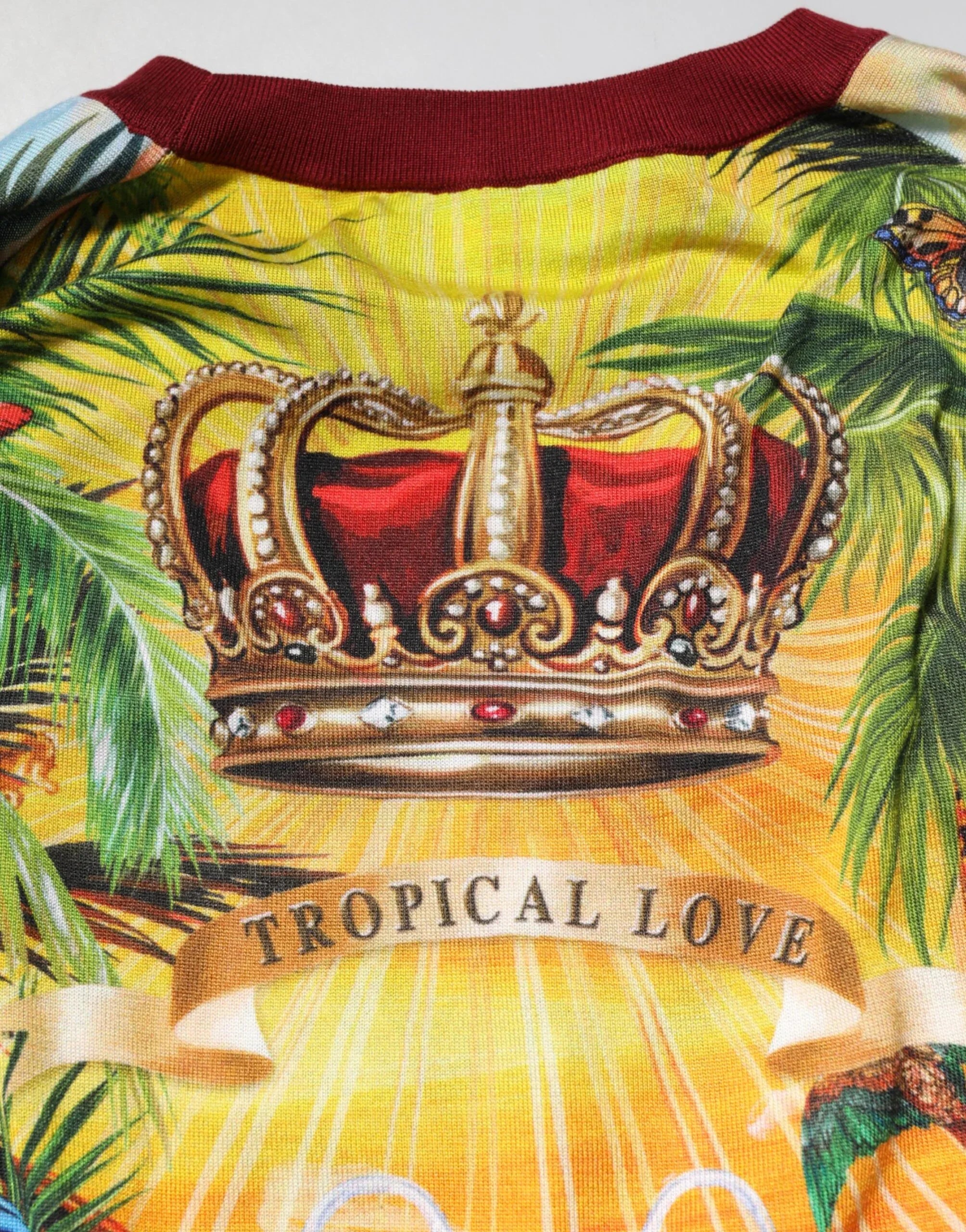 Dolce & Gabbana Tropical Heart Crown Silk Pullover Sweater - Zeiniez