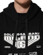 Dolce & Gabbana Black Cotton DG Milano Logo Print Hoodie Sweater - Zeiniez