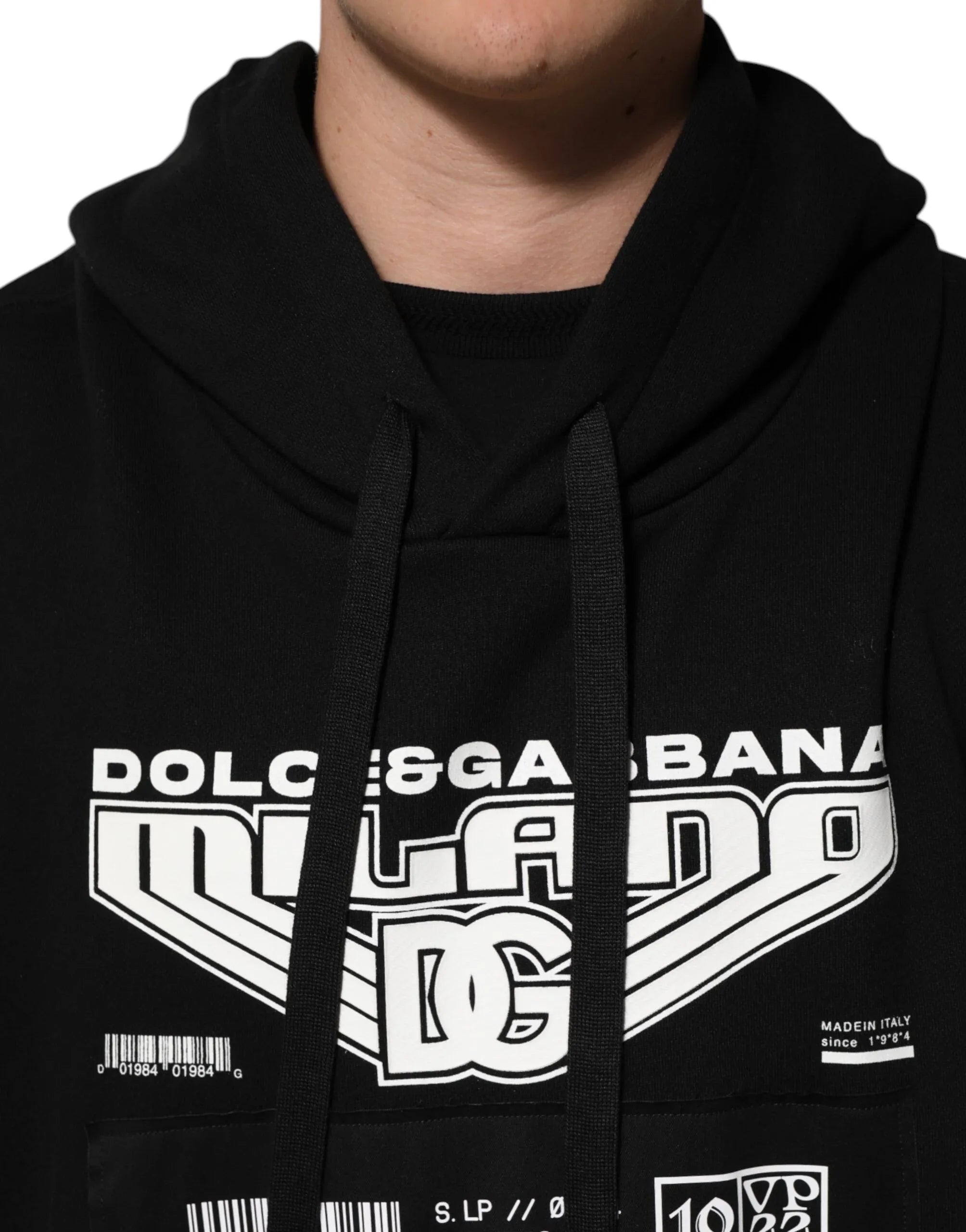 Dolce & Gabbana Black Cotton DG Milano Logo Print Hoodie Sweater - Zeiniez