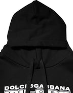 Dolce & Gabbana Black Cotton DG Milano Logo Print Hoodie Sweater - Zeiniez