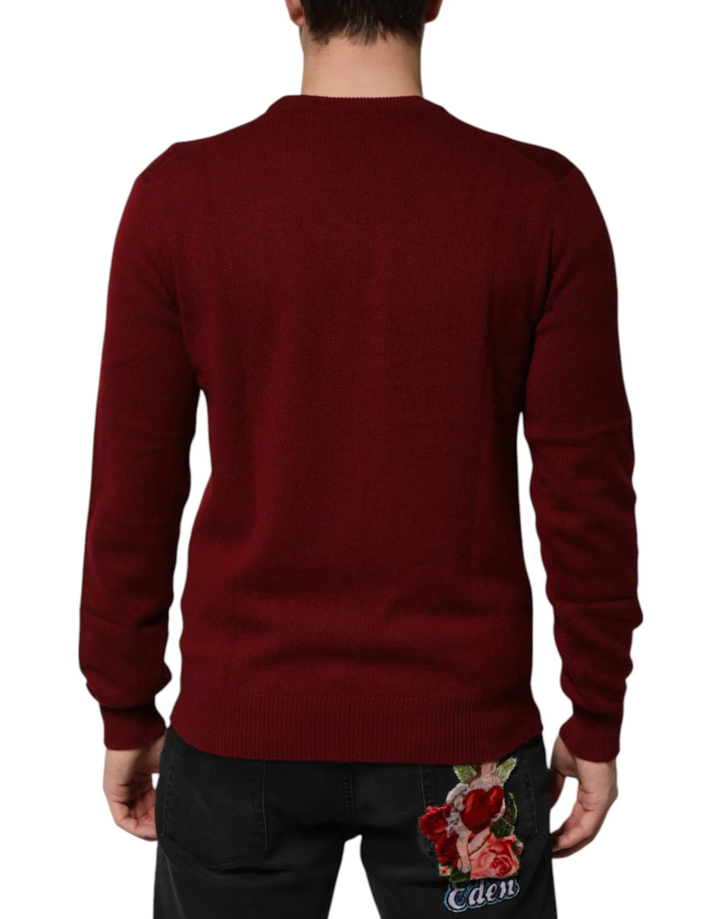 Dolce & Gabbana Burgundy Cashmere Lion Crest Pullover Sweater - Zeiniez