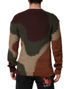 Dolce & Gabbana Multicolor Cotton Abstract Men Pullover Sweater - Zeiniez