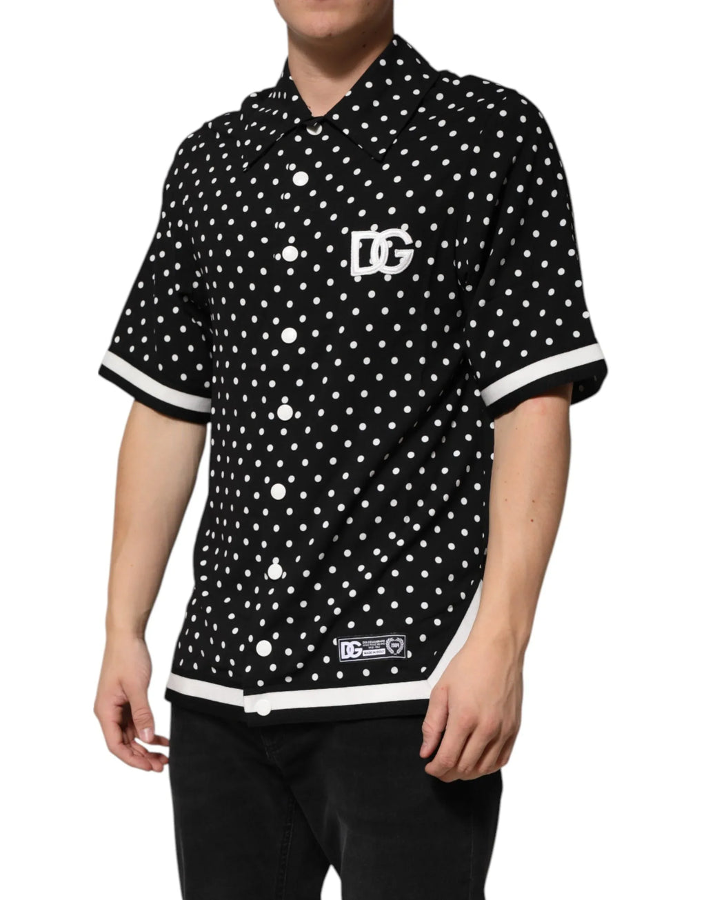 Dolce & Gabbana Black Polka Dot Short Sleeves Collared Polo T-shirt - Zeiniez