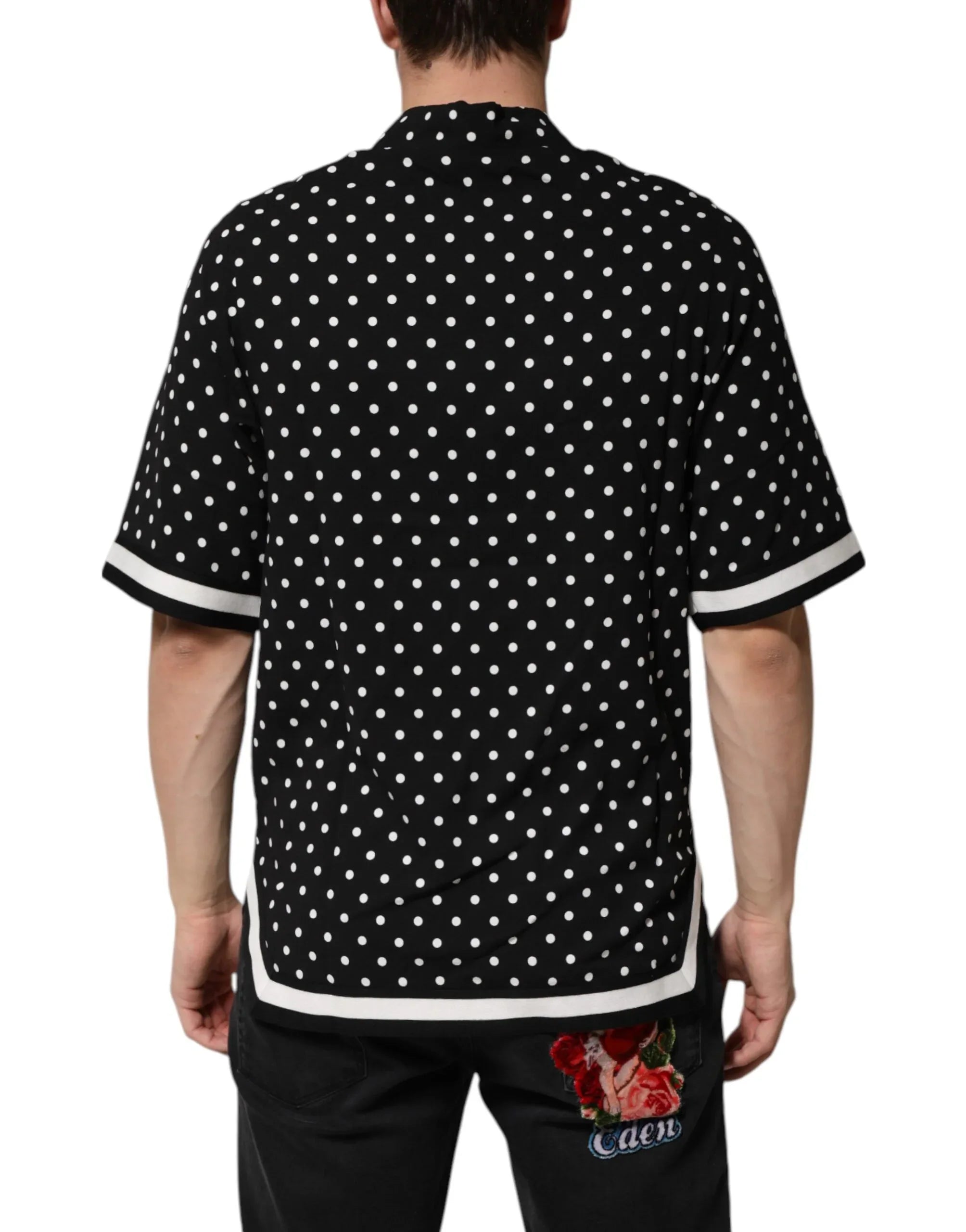 Dolce & Gabbana Black Polka Dot Short Sleeves Collared Polo T-shirt - Zeiniez