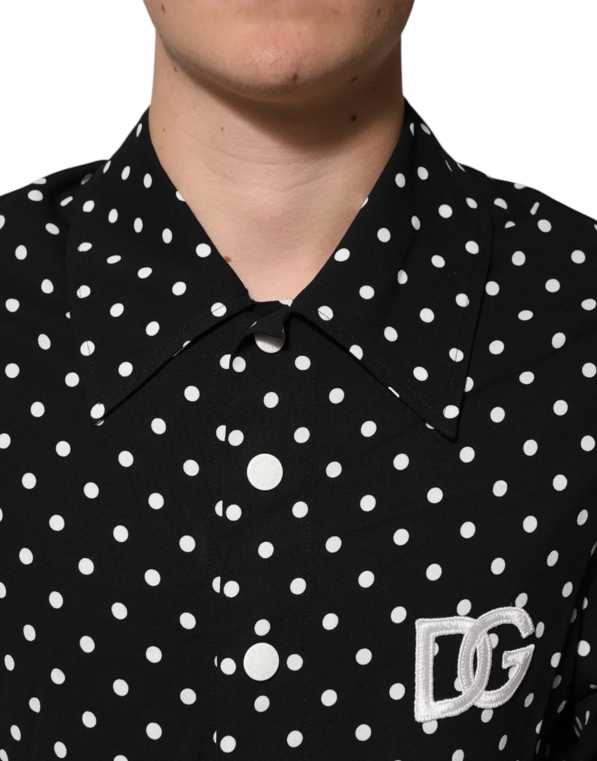Dolce & Gabbana Black Polka Dot Short Sleeves Collared Polo T-shirt - Zeiniez