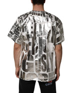 Dolce & Gabbana White Cotton Silver Metallic Slogan Print T-shirt - Zeiniez