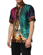 Dolce & Gabbana Multicolor Silk Tiger Print Hawaiian T-shirt - Zeiniez