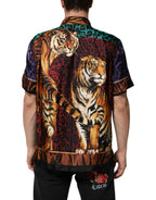 Dolce & Gabbana Multicolor Silk Tiger Print Hawaiian T-shirt - Zeiniez
