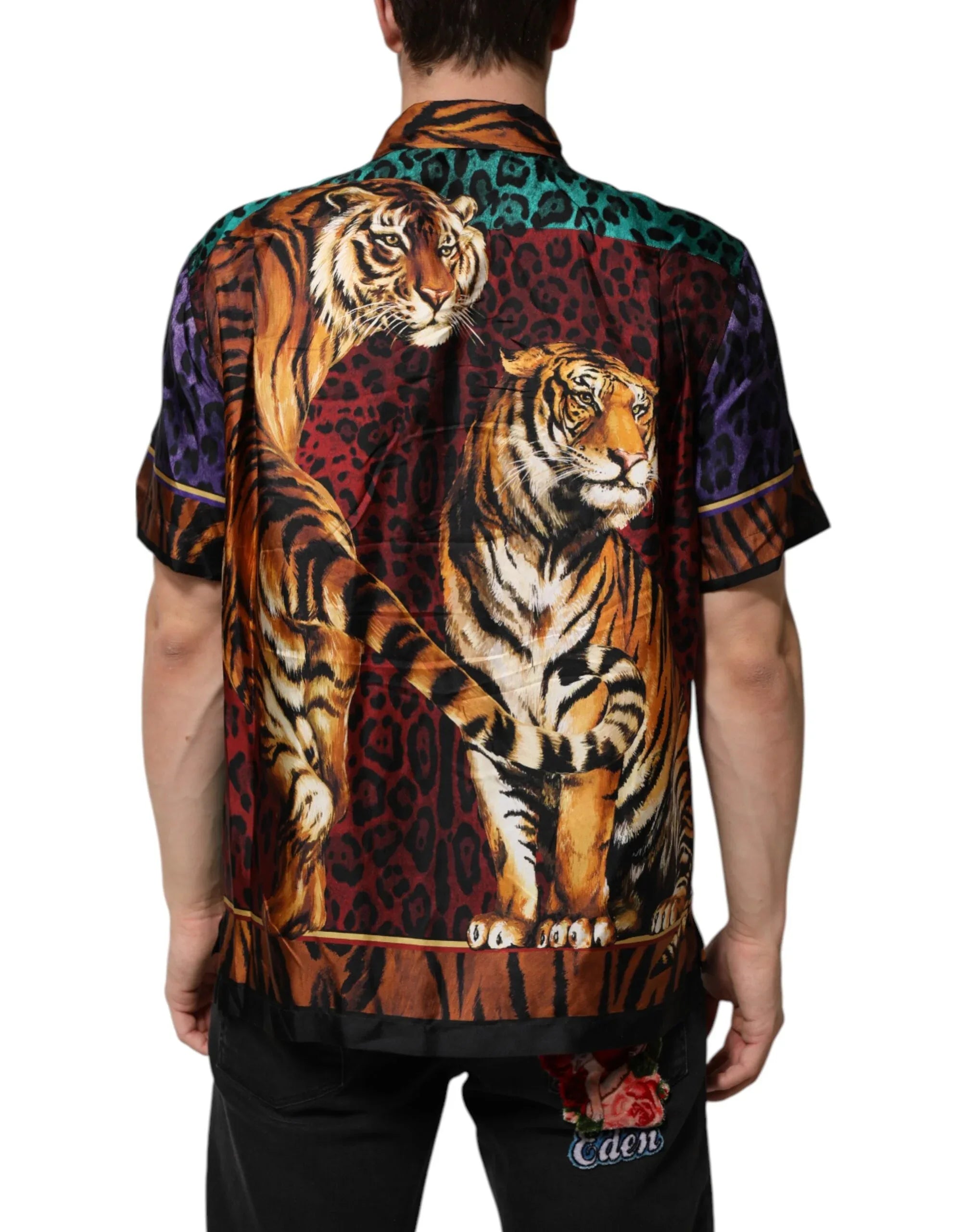 Dolce & Gabbana Multicolor Silk Tiger Print Hawaiian T-shirt - Zeiniez