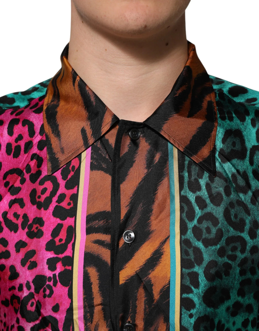 Dolce & Gabbana Multicolor Silk Tiger Print Hawaiian T-shirt - Zeiniez