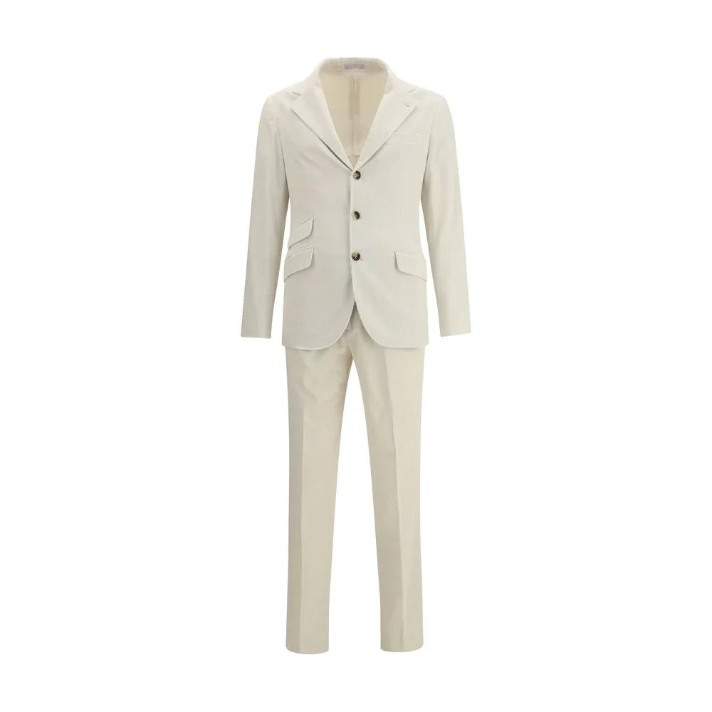Brunello Cucinelli Beige Cotton Two-Piece Suit - Zeiniez