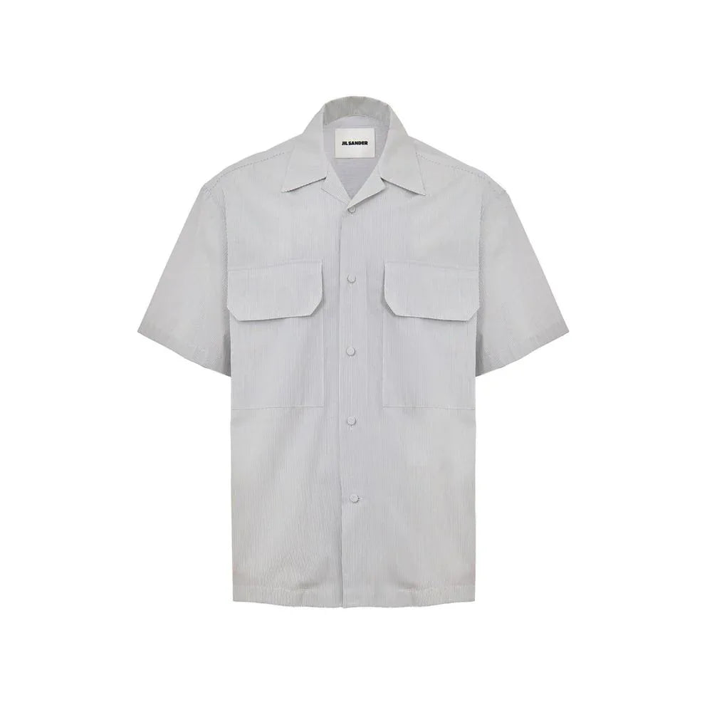 Jil Sander Blue Cotton Shortsleeve Shirt - Zeiniez