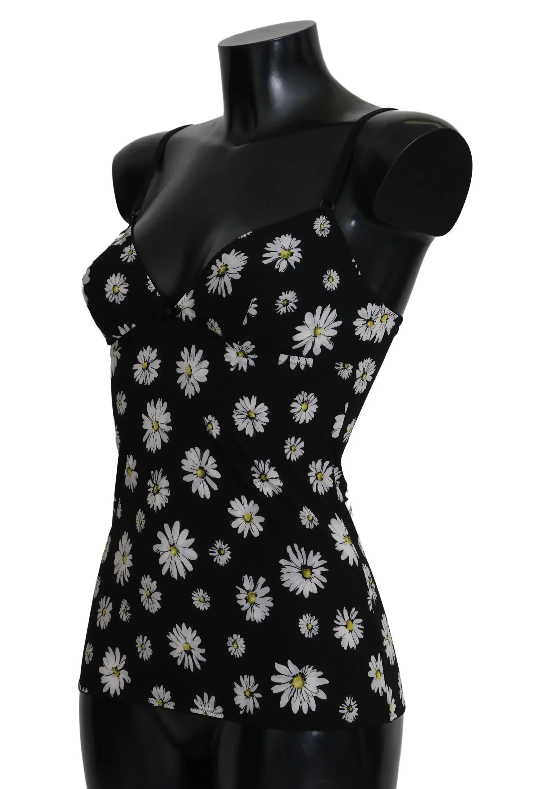Dolce & Gabbana Black Daisy Print Dress Lingerie Chemisole - Zeiniez
