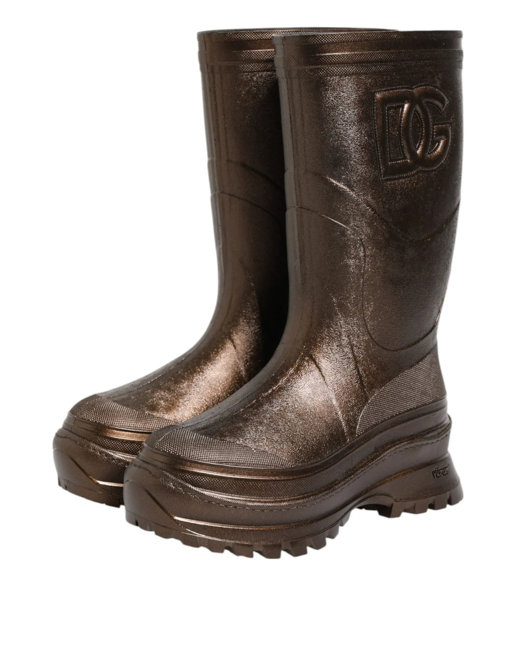 Dolce & Gabbana Metallic Bronze Pull On Rain Boots Shoes - Zeiniez