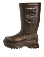 Dolce & Gabbana Metallic Bronze Pull On Rain Boots Shoes - Zeiniez