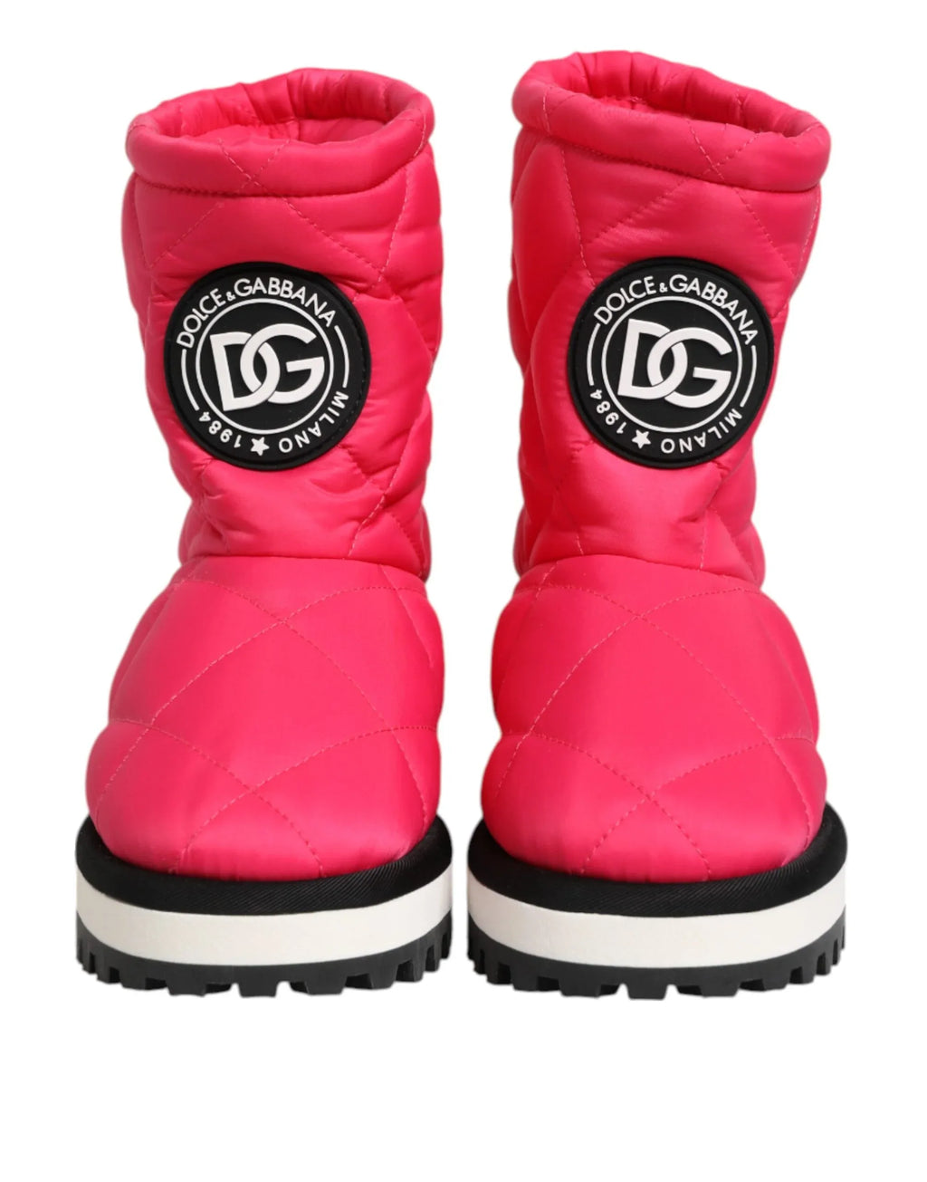 Dolce & Gabbana Pink White Viscose Padded Mid Calf Boots Shoes - Zeiniez