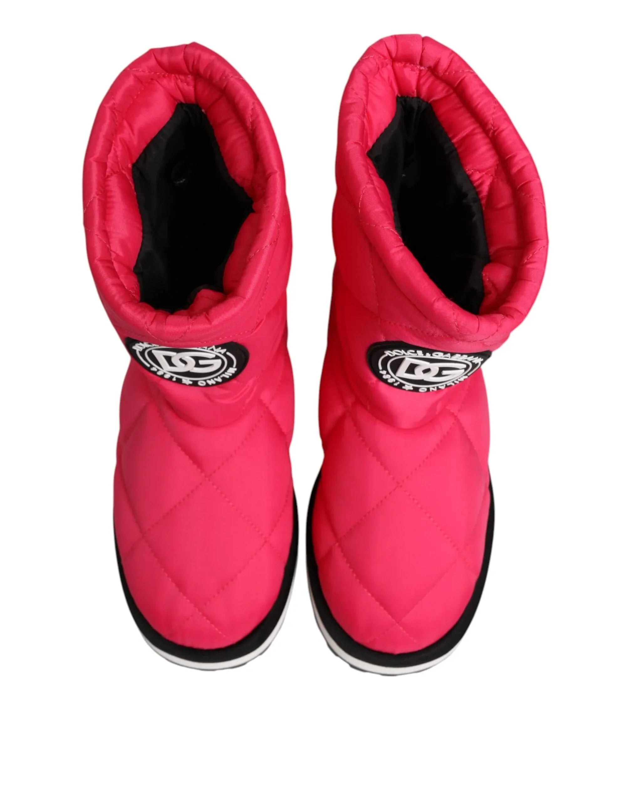 Dolce & Gabbana Pink White Viscose Padded Mid Calf Boots Shoes - Zeiniez