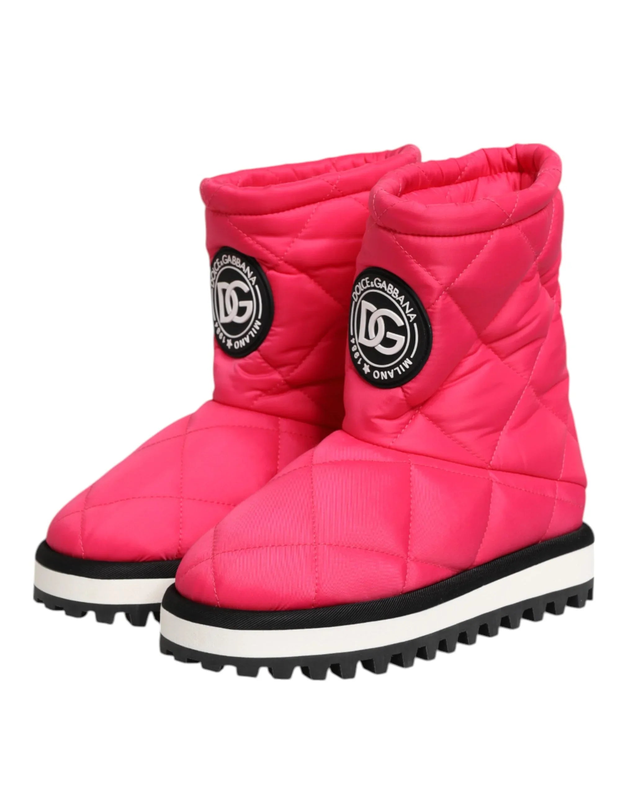 Dolce & Gabbana Pink White Viscose Padded Mid Calf Boots Shoes - Zeiniez