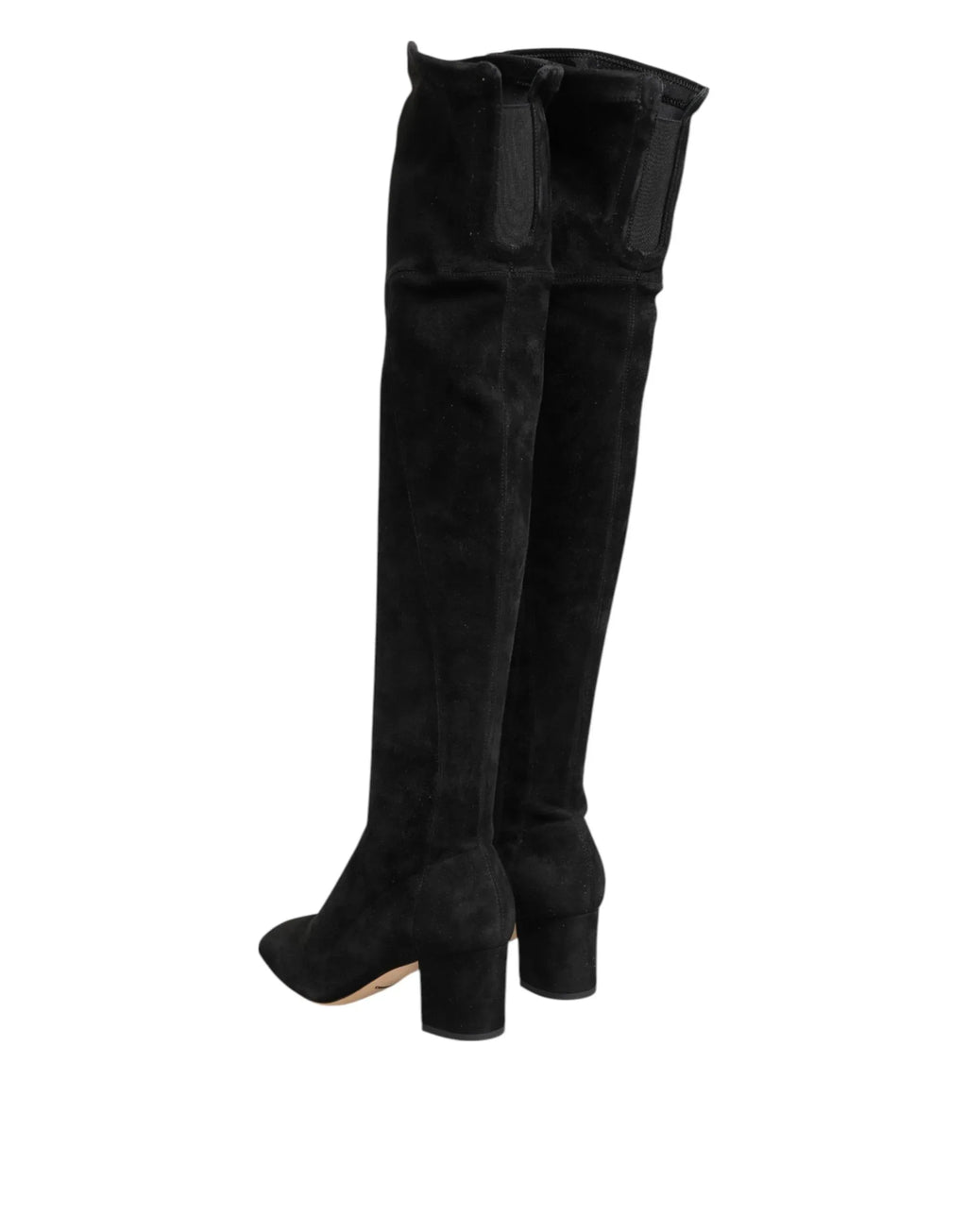 Dolce & Gabbana Black Suede Leather Knee High Boots Shoes - Zeiniez