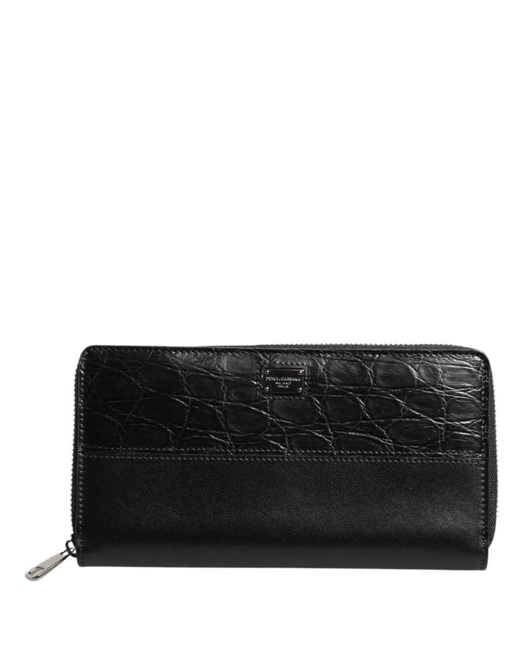 Dolce & Gabbana Black Leather Logo Plaque Zip Around Continental Wallet - Zeiniez