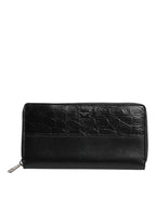 Dolce & Gabbana Black Leather Logo Plaque Zip Around Continental Wallet - Zeiniez