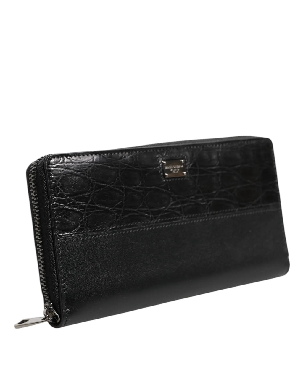 Dolce & Gabbana Black Leather Logo Plaque Zip Around Continental Wallet - Zeiniez