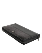 Dolce & Gabbana Black Leather Logo Plaque Zip Around Continental Wallet - Zeiniez