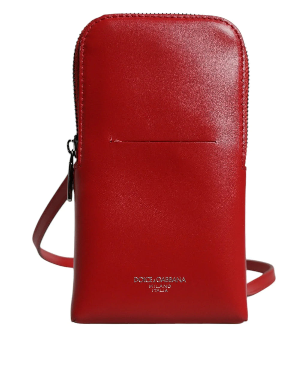 Dolce & Gabbana Red Leather Purse Phone Sling Crossbody Neck Strap Bag - Zeiniez