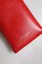 Dolce & Gabbana Red Leather Purse Phone Sling Crossbody Neck Strap Bag - Zeiniez